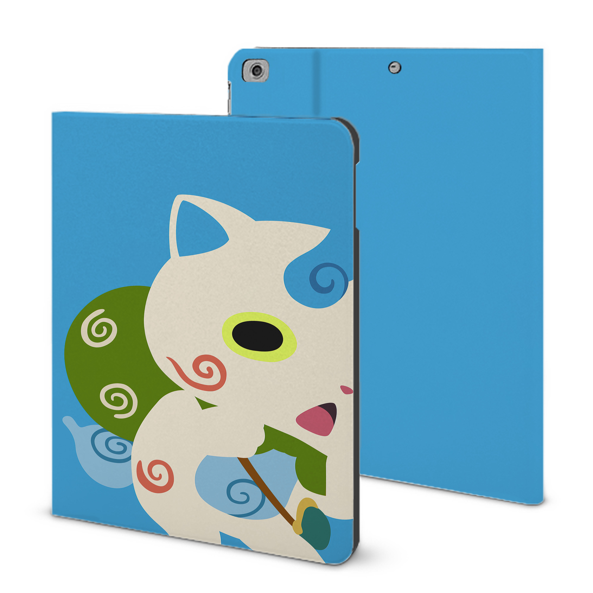 （画像用） 妖怪ウォッチ Yo-kai Watch IPad ケース ブック型 PUレザー TPU 耐衝撃 軽量 薄型 ペン収納なし 全面保護 IPad 各モデル対応